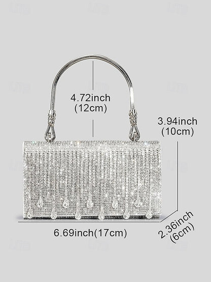 Crystal Handbag Women's with Silver Evening Elegant Chain