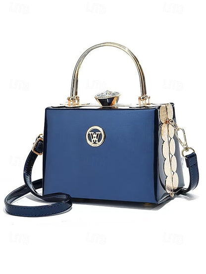 Leather Gold with Handbag Women's Evening Burgundy Patent