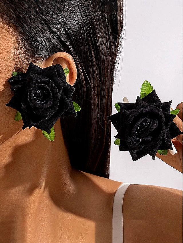 Flower Oversized Women's - Floral Drop Statement Earrings