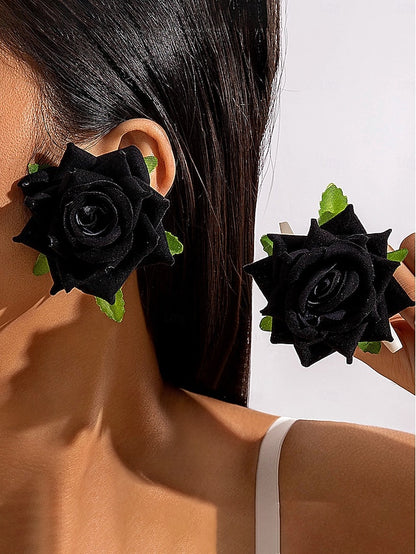 Flower Oversized Women's - Floral Drop Statement Earrings