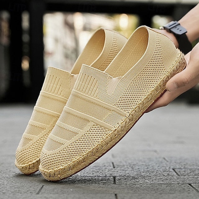 Men's Beige Vacation Espadrilles with Woven Design –