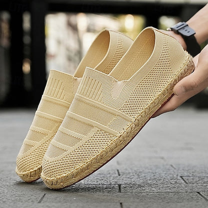 Men's Beige Vacation Espadrilles with Woven Design –