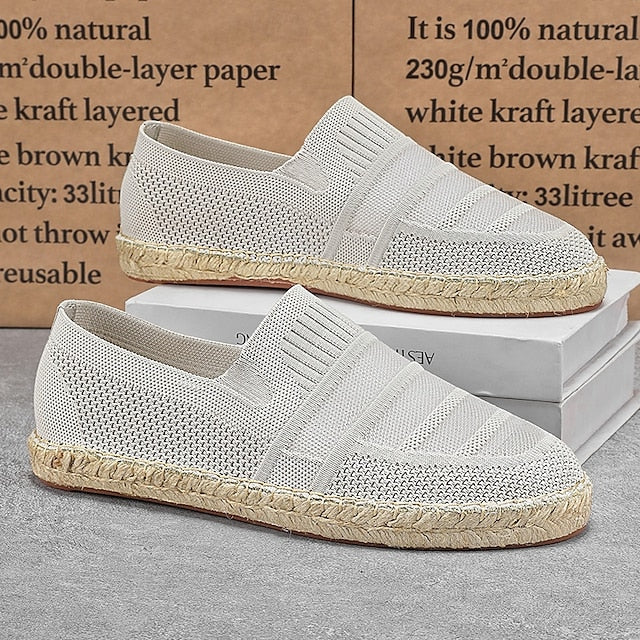 Men's Beige Vacation Espadrilles with Woven Design –