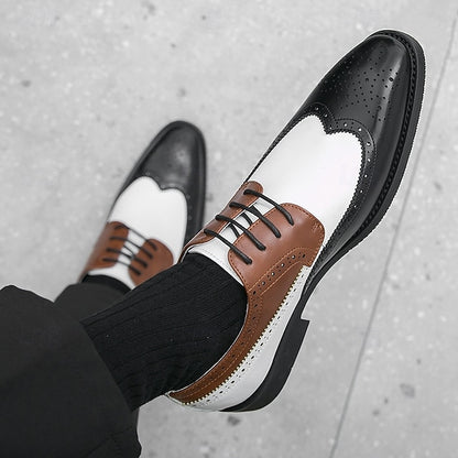 Dress Men's Wingtip White Oxford with Shoes Brown and