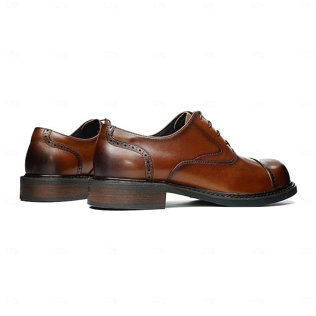 Toe Oxford Genuine Men's First Shoes- Leather Dress Cap