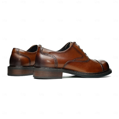 Toe Oxford Genuine Men's First Shoes- Leather Dress Cap