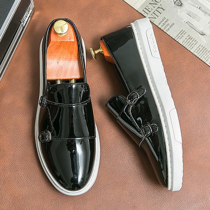 Men's White Monk Strap Slip-On Loafers – Elegant Casual