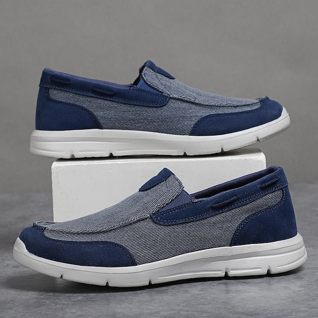 Men's Beige Canvas Slip-On Loafers – Lightweight