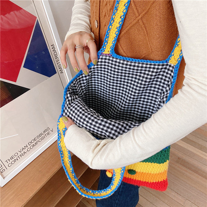 Rainbow Knitted Tote Bag