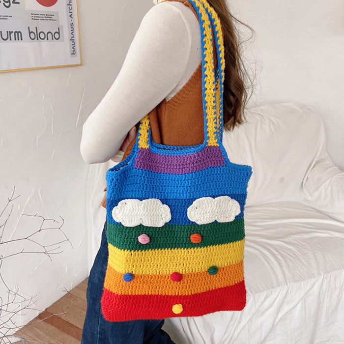 Rainbow Knitted Tote Bag