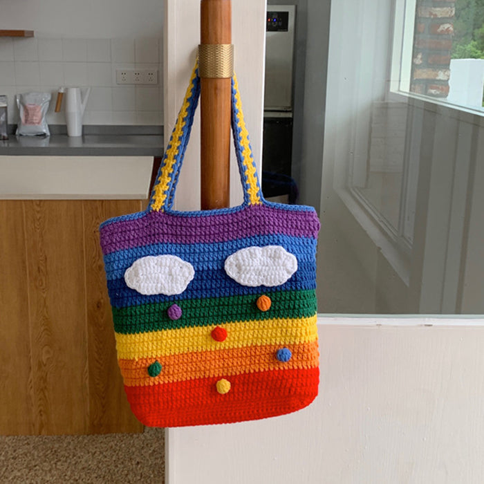 Rainbow Knitted Tote Bag