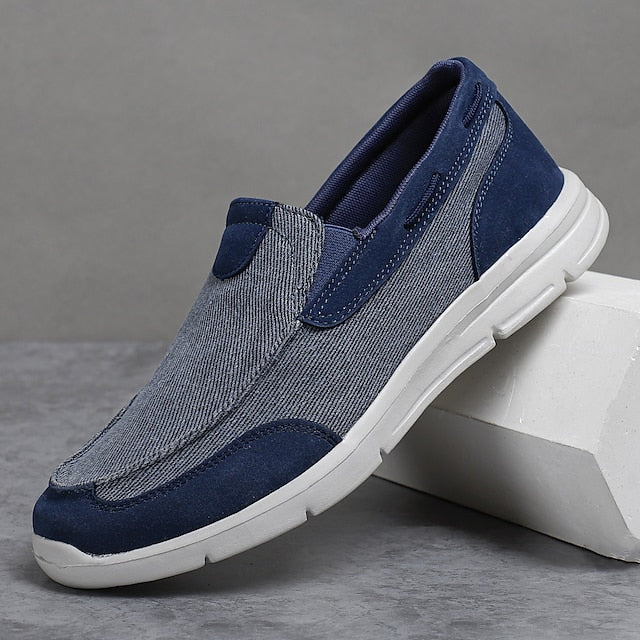 Men's Beige Canvas Slip-On Loafers – Lightweight