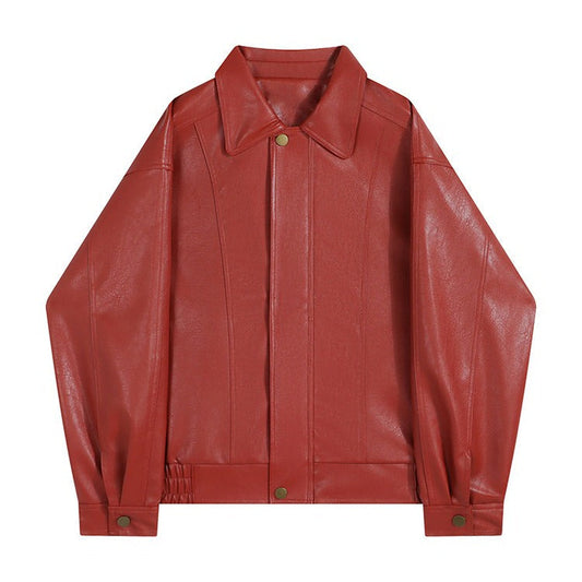 Veste en cuir rouge