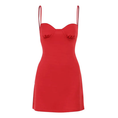 Auffälliges rotes Minikleid aus Satin