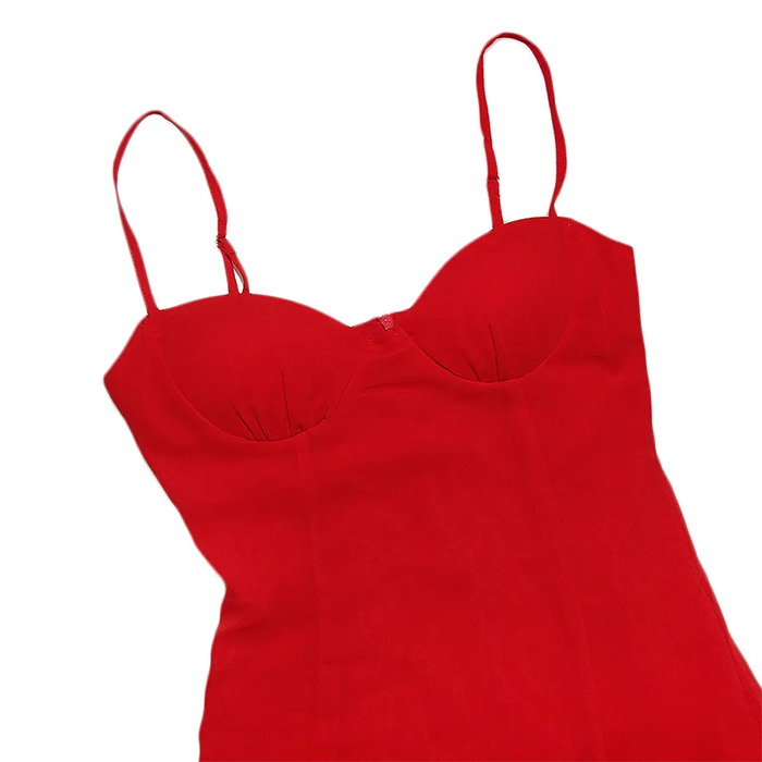 Mini-robe en satin rouge vif