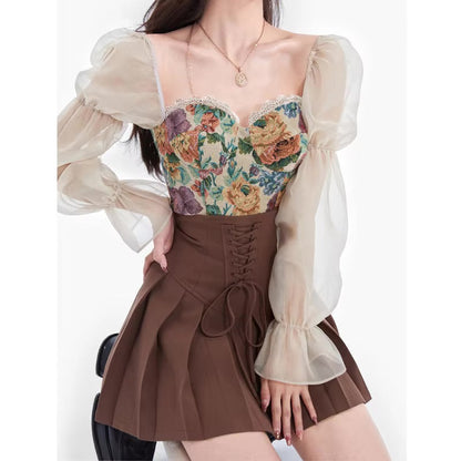 Elegant Renaissance Floral Outfit Set