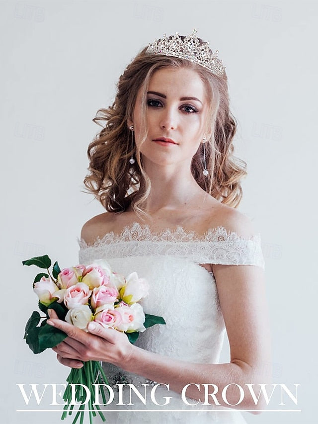 Elegant – Tiara Jewelry and Silver Rhinestone Set Women's