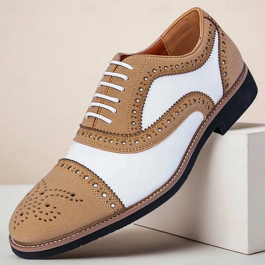 Classic and Oxford Brown White with Men's Brogue Shoes