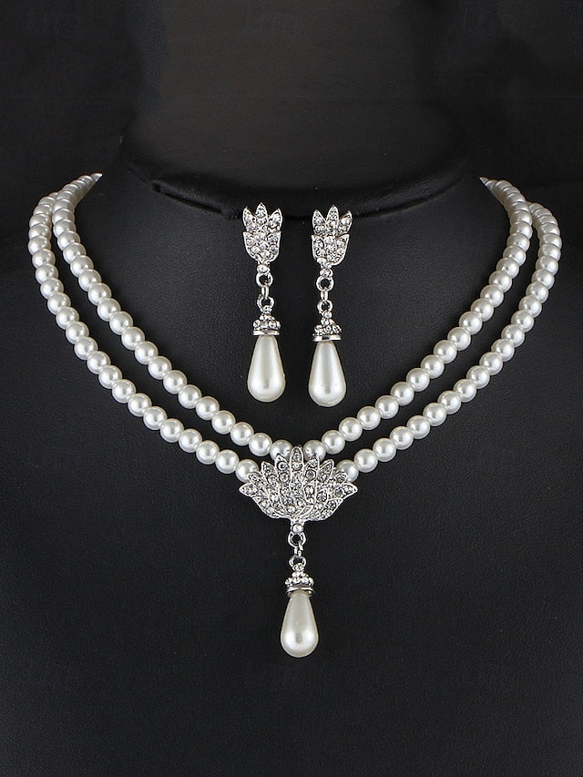 Bridal Double-Layer Jewelry – Necklace Elegant Pearl Set