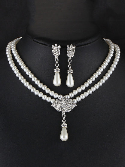 Bridal Double-Layer Jewelry – Necklace Elegant Pearl Set
