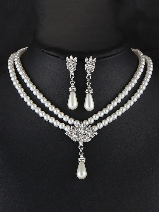 Bridal Double-Layer Jewelry – Necklace Elegant Pearl Set