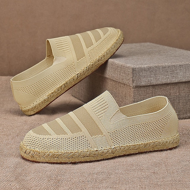 Men's Beige Vacation Espadrilles with Woven Design –
