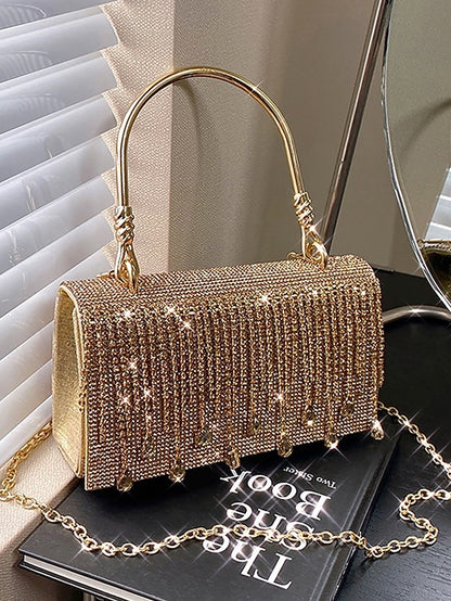 Crystal Handbag Women's with Silver Evening Elegant Chain