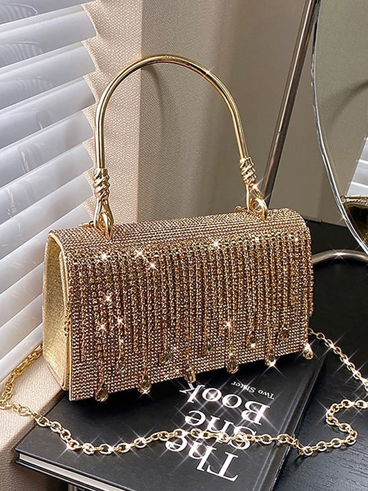 Crystal Handbag Women's with Silver Evening Elegant Chain