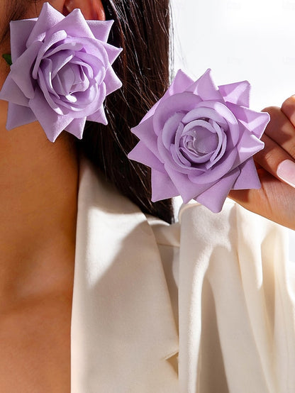 Flower Oversized Women's - Floral Drop Statement Earrings