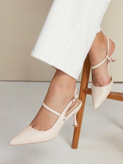 Kitten Heel Nude – Pumps Elegant Slingback Women's