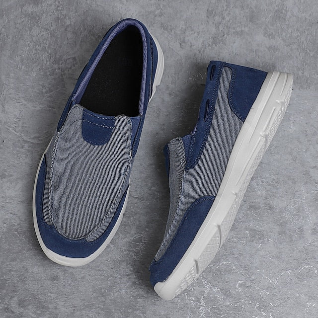 Men's Beige Canvas Slip-On Loafers – Lightweight