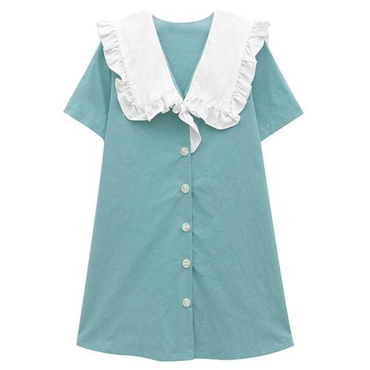 Sailor Collar Mini Dress - Dresses