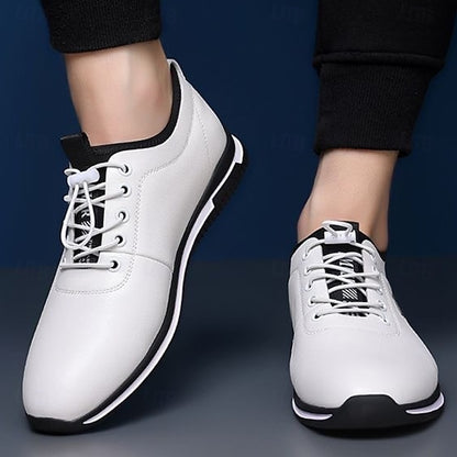 Men's White and Black Lace-Up Sneakers – Trendy Sports