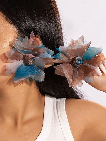 Flower Oversized Women's - Floral Drop Statement Earrings