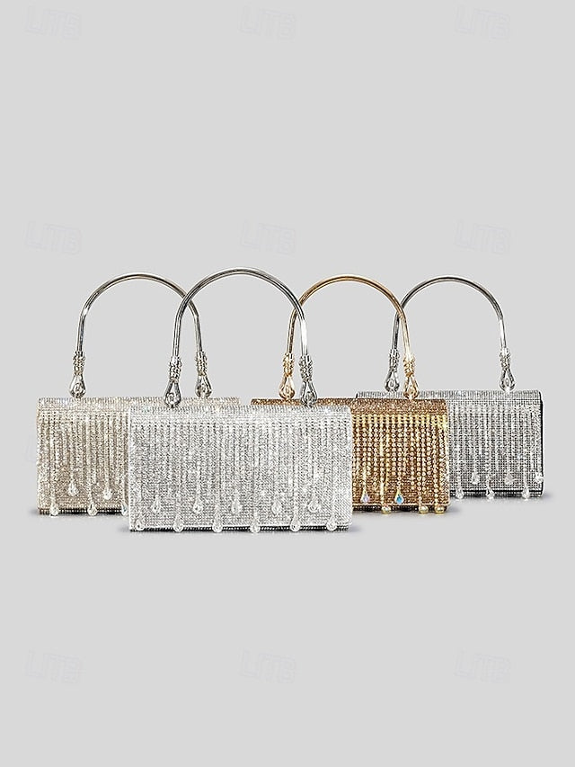 Crystal Handbag Women's with Silver Evening Elegant Chain