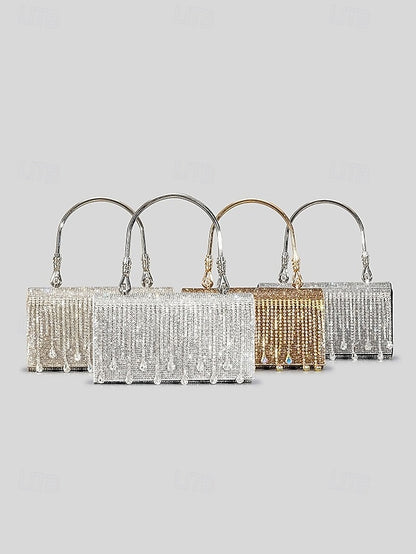 Crystal Handbag Women's with Silver Evening Elegant Chain