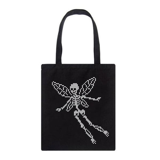 Skull Butterfly Canvas Bag - Standart / Black - Handbags