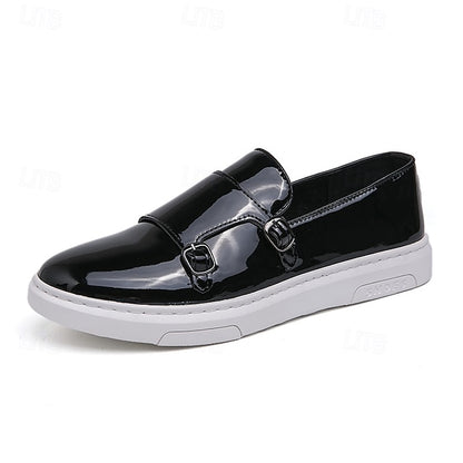 Men's White Monk Strap Slip-On Loafers – Elegant Casual