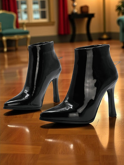 Lining Faux Stiletto Gold Heel Fur Boots Ankle Women's with