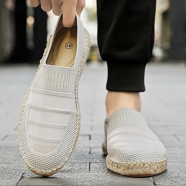Men's Beige Vacation Espadrilles with Woven Design –