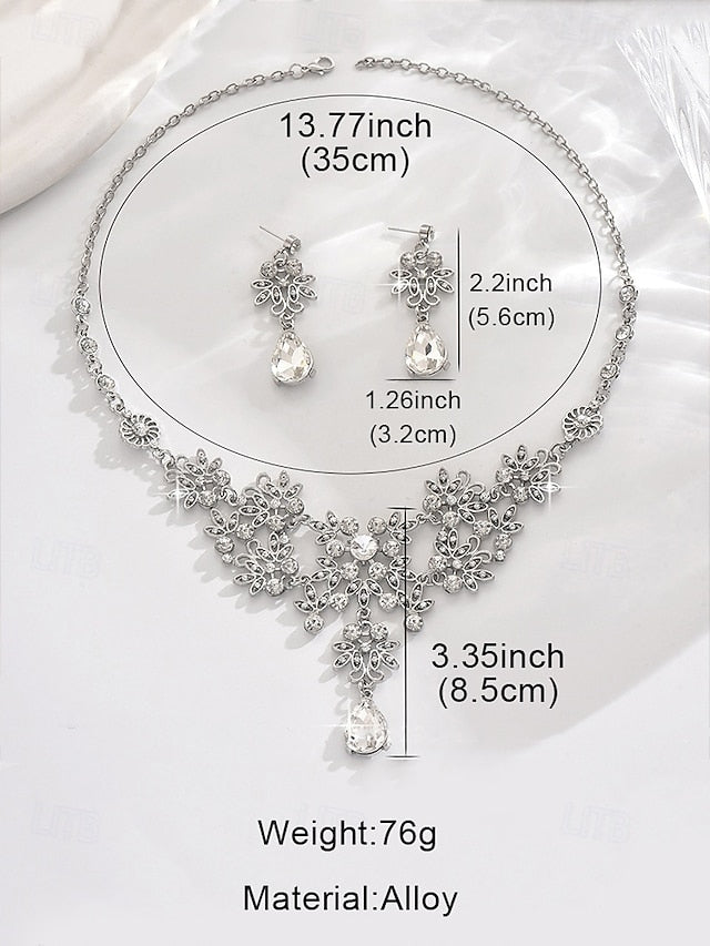 Elegant – Tiara Jewelry and Silver Rhinestone Set Women's