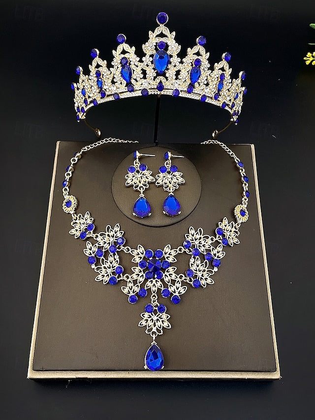 Elegant – Tiara Jewelry and Silver Rhinestone Set Women's