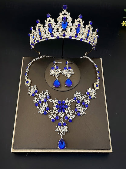 Elegant – Tiara Jewelry and Silver Rhinestone Set Women's