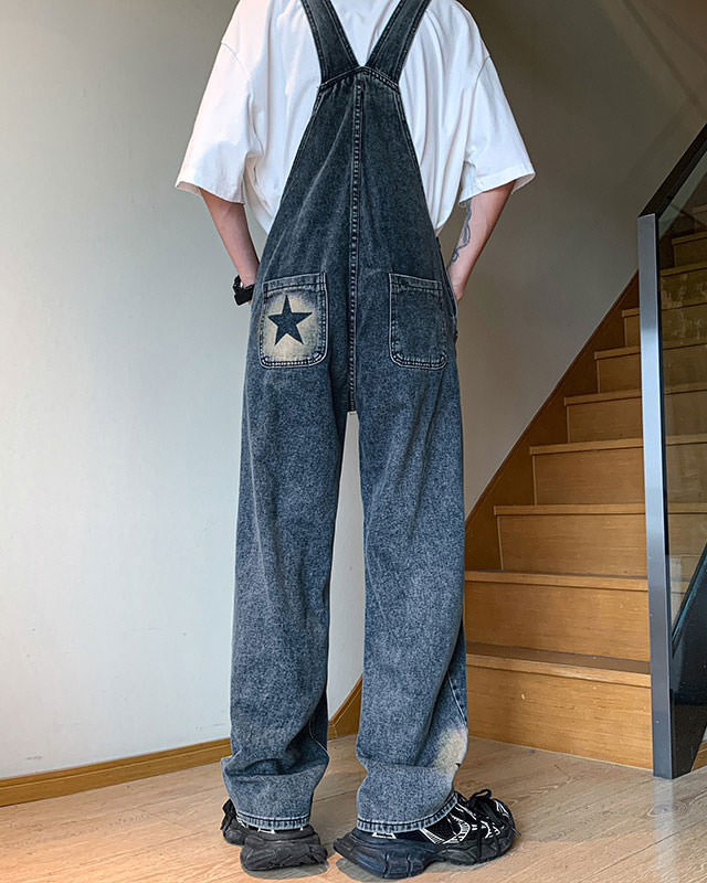 Y2K Star Denim Overalls