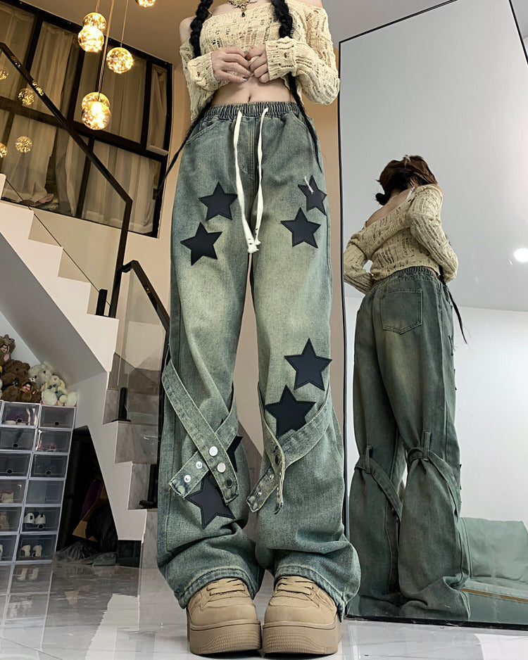 Aesthetic Star Patch Jeans