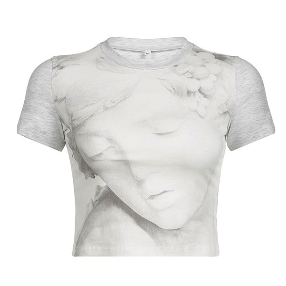 Weißes T-Shirt mit ästhetischer Statue