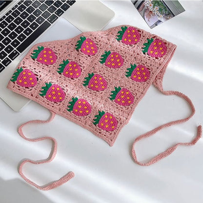 Strawberry Knit Hair Scarf - Other