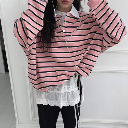 Bonjour Baby Stripe Sweatshirt Polo