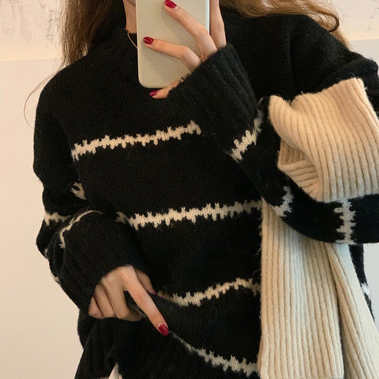 Sweet Aesthetic Striped Sweater