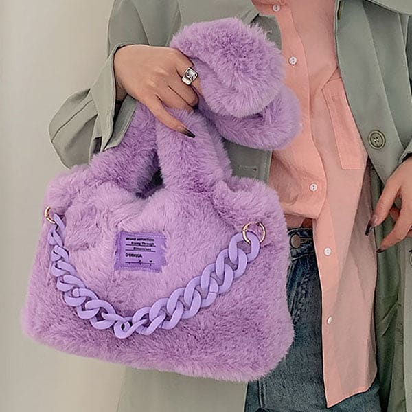 Sweet Fluffy Chain Shoulder Bag - Bags